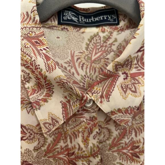 Vintage Burberrys Women's Paisley Brown Sheer 14 Button Down Shirt Corpcore boho - Picture 7 of 8
